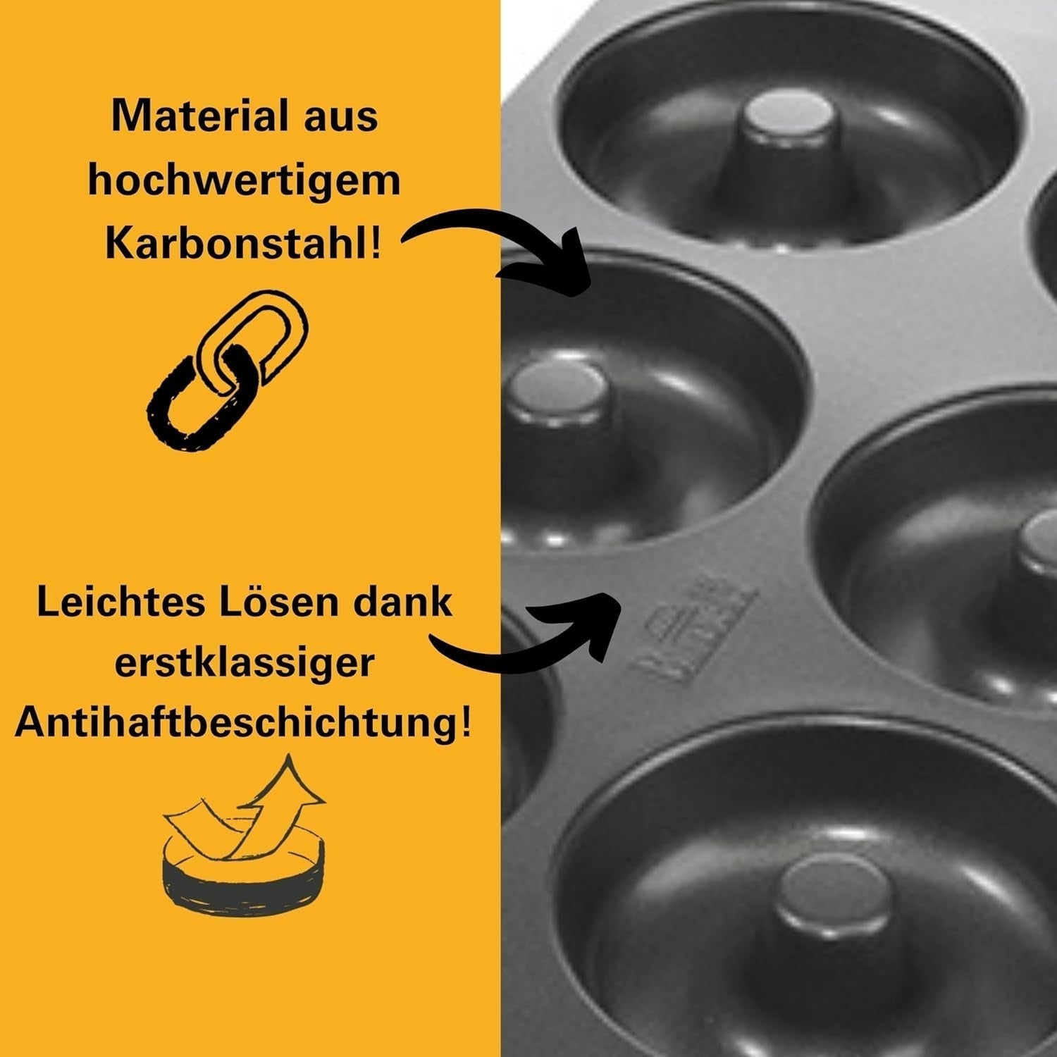 Birkmann, Easy Baking, Donutblech, Backform Für 6 Donuts, Mit Hochwertiger Antihaftbeschichtung, Ø 9 Cm, Mit Rezept, 881631 Vormen en bakplaten Naty Shop