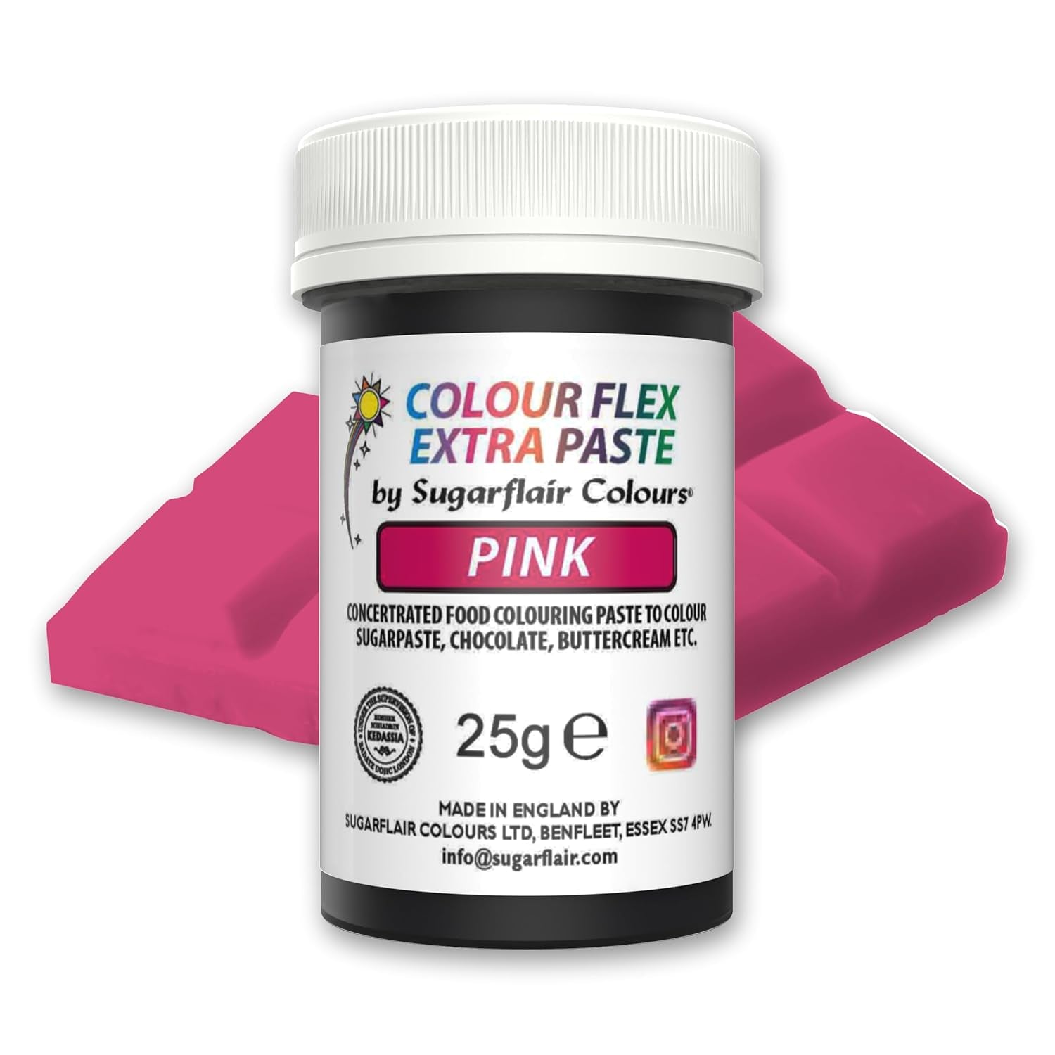 Kleurstofpasta Sugarflair Colourflex Extra Pink Paste - Eetbare kleurstof voor botercrème, chocolade, suikerpasta, glazuur, fondant, cakemixen, deeg en meer - 25g