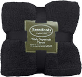 Brentfords Teddy-Fleece-Decke, GroÃŸer Ãœberwurf Ãœber Dem Bett, PlÃ¼sch, Superweich, Warm, FÃ¼r Sofa, Bett, Tagesdecke, Schwarz - 150 X 200 Cm