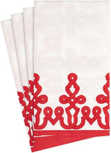 Dessin Passementerie papieren servetten, linnen, rood, 12 per verpakking