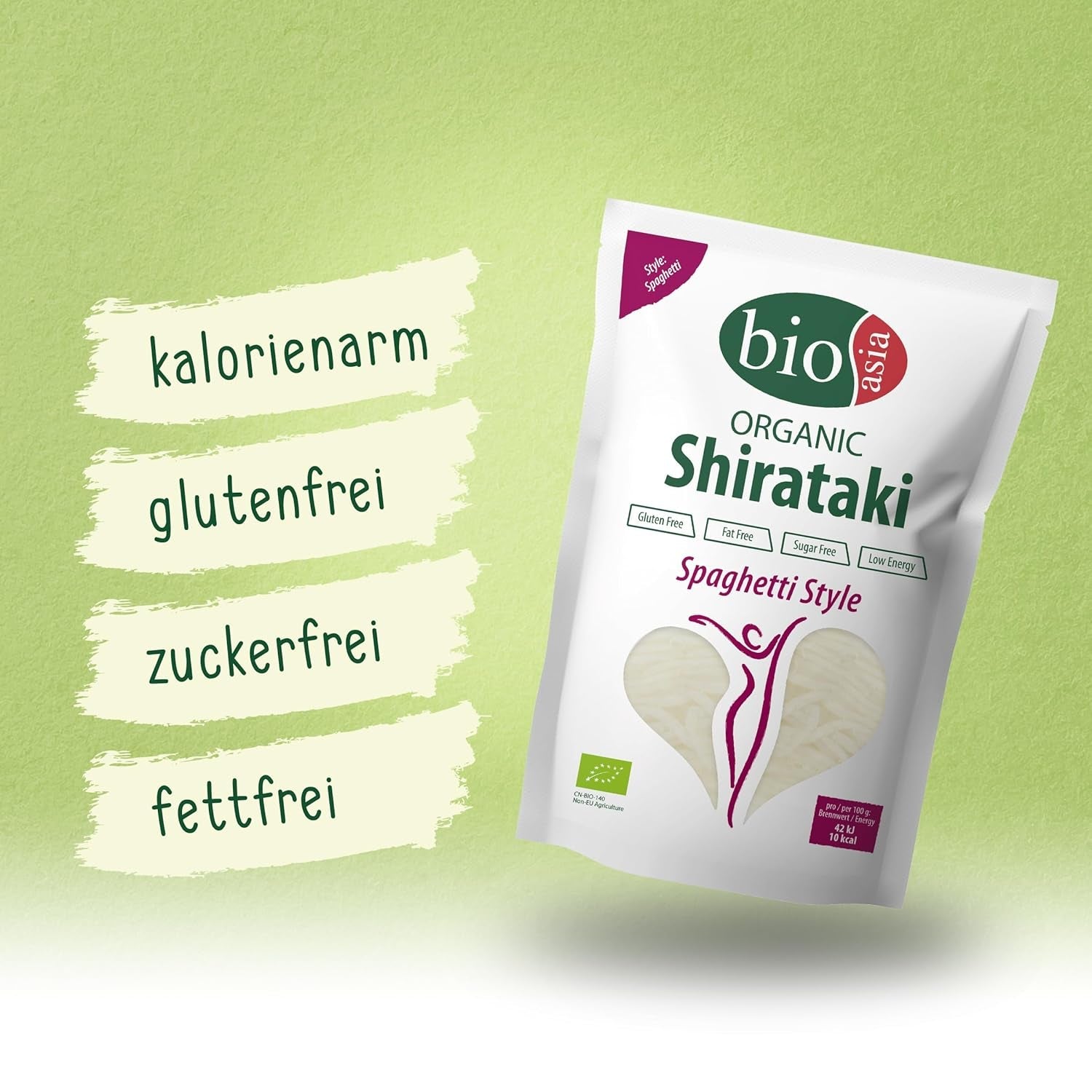 Bioasia Bio Shirataki Spaghetti – Nudeln aus aus Bio-Konjakmehl – ​​​​Mit nidrigem Kaloriengehalt – Zucker-, vet- en glutenvrij (1 x 270 g)