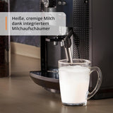 KRUPS Arabica Picto automatische espressomachine, compact ontwerp, eenvoudig te gebruiken, intuïtief verstelbare draaibediening, melkopschuimer, 2-kops functie, espressomachine, zwart, EA810870