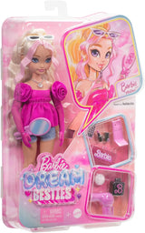 Barbie Dream Besties Puppe en Accessoires, bewegliche Barbie Malibu“ Modepuppe met goed blond haar, 11 Teile zum Thema Make-up en Haar, HYC21
