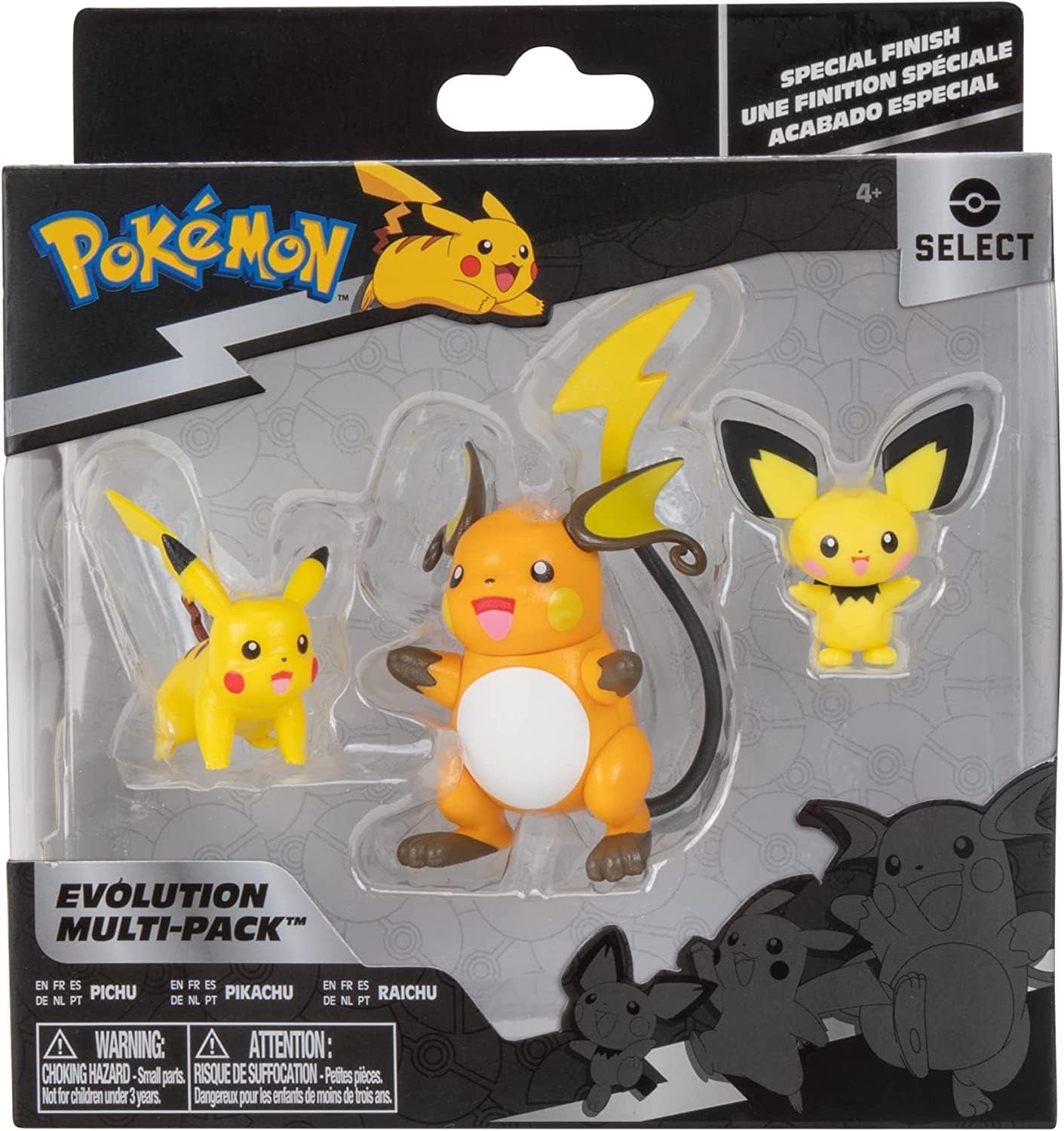 Pokemon PKW2778 Select 3-pack met Pichu en Pikachu en 7,6 cm Raichu Battle Figures Evolution Multipack Style 2 Actiefiguren Naty Shop