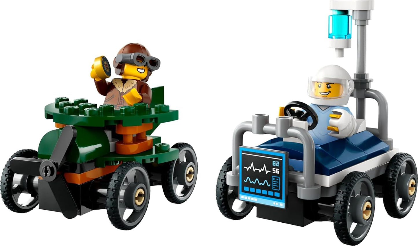 LEGO City Vliegtuig Vs. Ziekenhuisbed Raceautoset - Zeepkist speelgoed voor jongens en meisjes vanaf 5 jaar - Bouwset met 2 minifiguren - Verjaardags- en feestdagencadeau 60459 Bouwsets Besuche den LEGO-Store