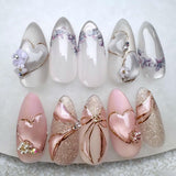 Moonglow korte magnetische kunstnagels, roze amandelrood gradiënt glitter kattenoog met lijm, roze rode ombre glitter fototherapie kunstnagels voor dames en meisjes