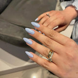 Zelfklevende chroomnagels - Medium amandelbruin Glitterlijm op nagels Glitter nepnagels Lijm op kunstnagels Geglazuurde acrylnagels voor dames 24 stuks