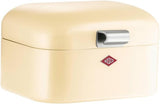 Wesco Mini Grandy roze broodtrommel, gepoedercoate staalplaat, ventilatiegaten en stevige handgreep Voedselopbergdozen Naty Shop Amandelen