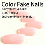 24 stuks roze effen kleur nepnagels zelfklevende neutrale nepnagels medium vierkant zachte gel voor vrouwen diy volledige dekking glitter nepnagels