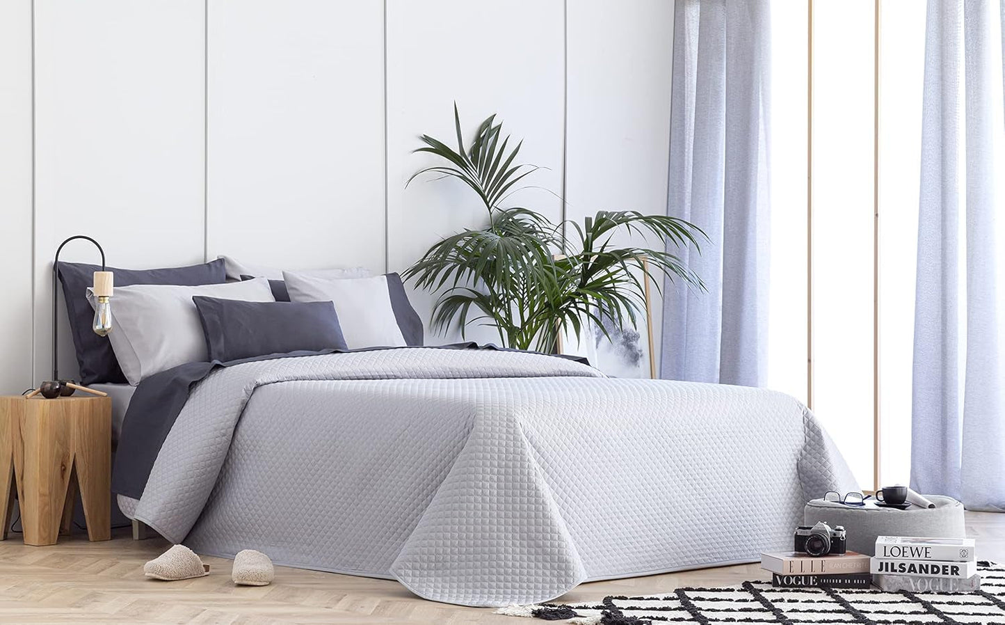 Todocama Fine Boutique Sprei met Ruitpatroon Lente Zomer Herfst Winter 100% Microvezel Extra Zachte Multifunctionele Sprei 105-200 X 260cm Beige Bedden en Dekens Besuche den Todocama-Store Lichtgrijs Cama 105 - 200X260Cm