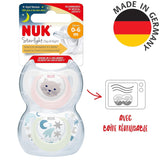 NUK Star Night & Day Babyfopspeen 0-6 maanden Glow in the Dark BPA-vrij siliconen roze kat 2 stuks
