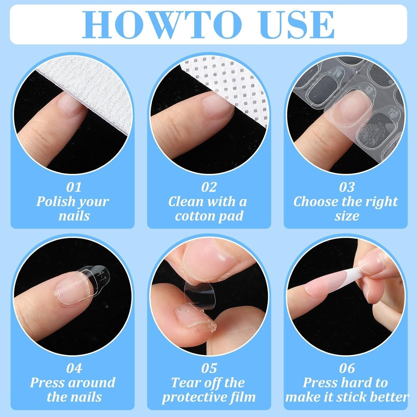 15 vellen / 450 stuks zelfklevende nagelpads, 15 maten transparante nagelzelfklevende pads, dubbelzijdige geleigel, nagelsticker, druk op nagels, zelfklevende pads voor doe-het-zelf-manicure-decoratie-accessoires