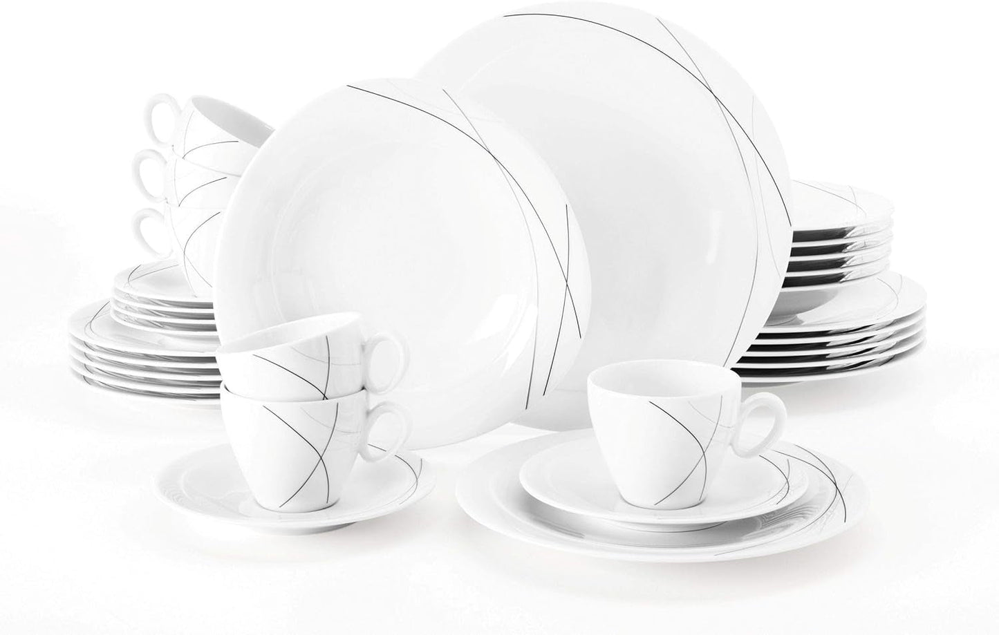 Seltmann Weiden 001.706904 Trio Highline Combinatieserviesset, 30-delig, 36,5 x 31,2 x 36,9 cm, wit