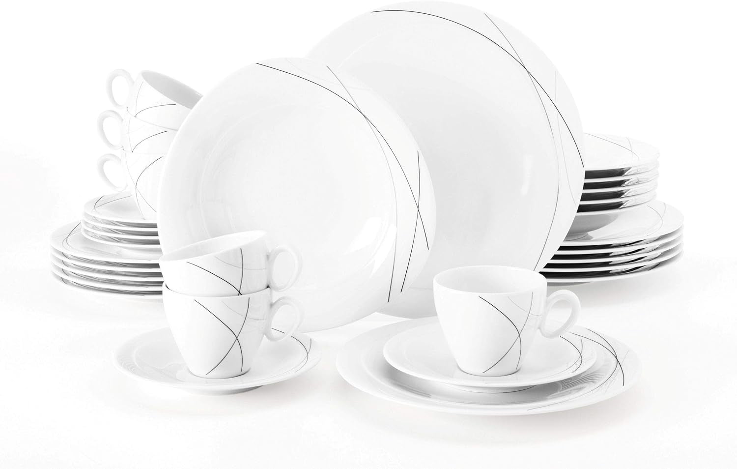Seltmann Weiden 001.706904 Trio Highline Combinatieserviesset, 30-delig, 36,5 x 31,2 x 36,9 cm, wit