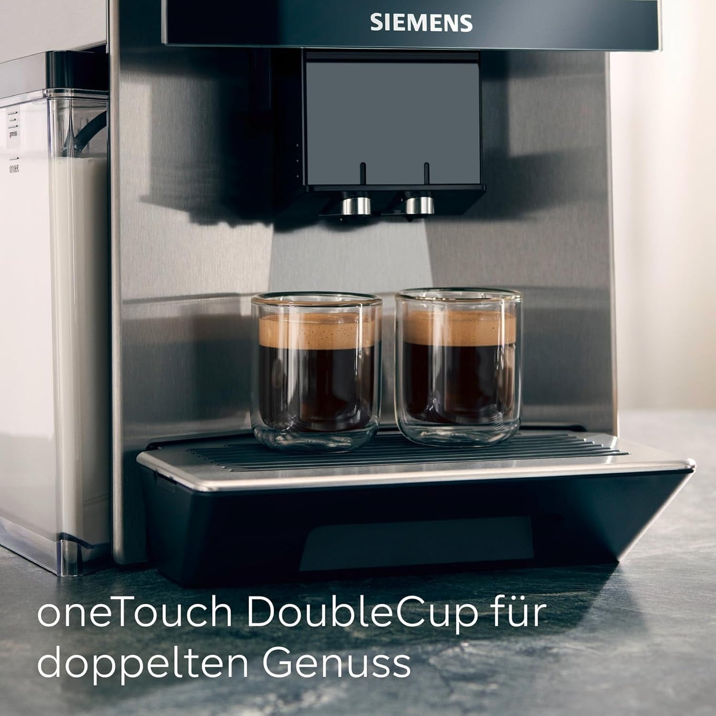 Siemens EQ900 automatische espressomachine, groot TFT-kleurenscherm, 2 bonencontainers, 36 warme en koude dranken, koude koffie, superstil, tweekopsfunctie, app-bediening, roestvrij staal, TQ907D03