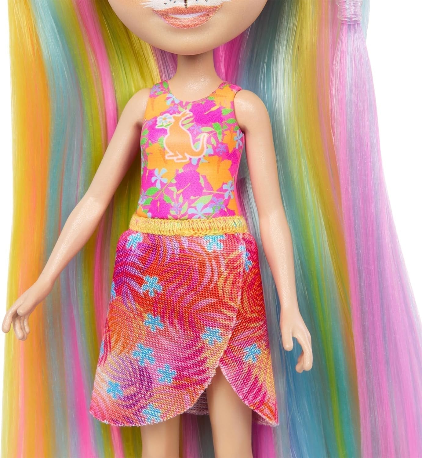 Enchantimals-poppen, Sunshine Beach Deluxe haarpop en dierenvriend, kleine pop met afneembare rok en accessoires, kindercadeaus, HTJ70 Naty Shop-poppen