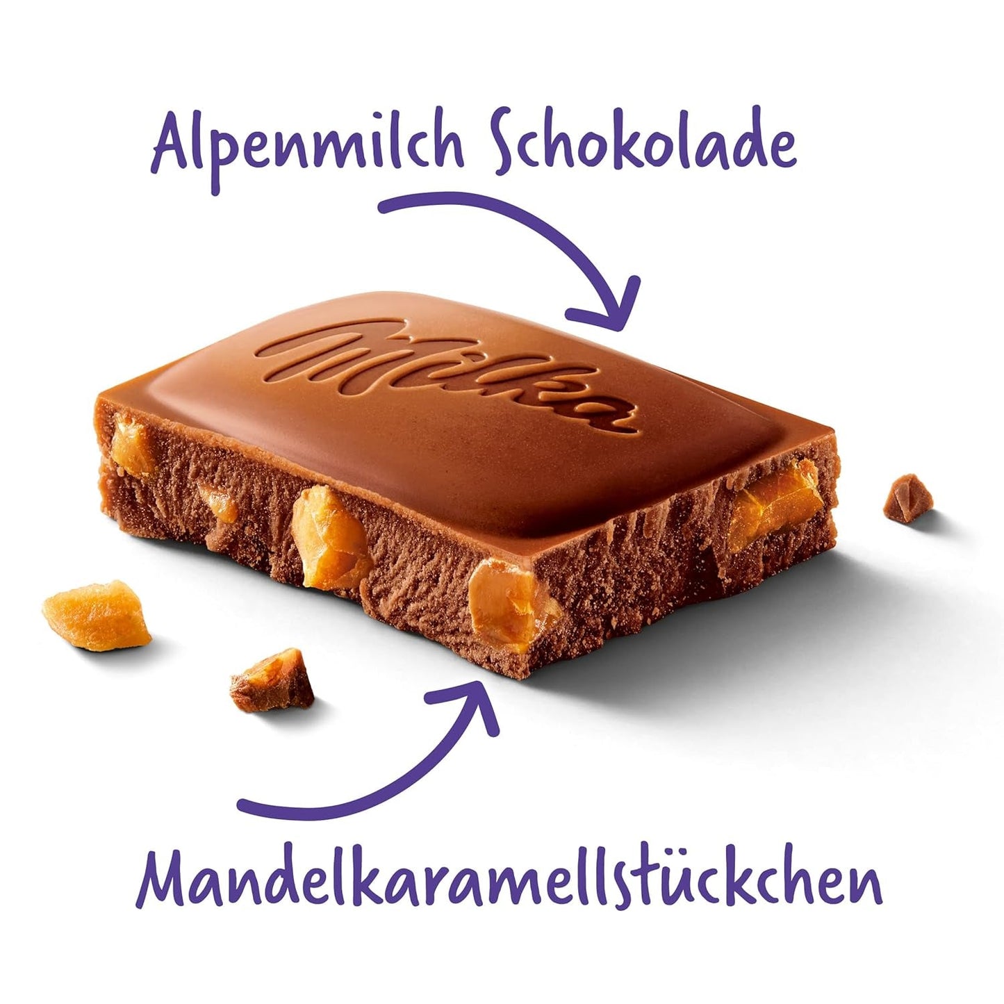 & Daim 1 x 100g I Alpenmelkchocolade I met stukjes karamel en amandelen I 100% Alpenmelkchocolade I Chocoladereep met Daim (4 stuks)
