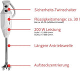 ESGE Zauberstab P 200 Profi, Stabmixer Weiß Inkl. Zubehör, Bis Zu 17.000 U/Min, 90860, Weiß/Grau Keuken Naty Shop