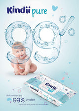 Kindii Feuchttücher Für Babies en Kinder Zuiver Water 99% - 99%Ige Zusammenzeit Auf Wasserbasis - Allantoïne - Unparfümiert - Dermatologisch Getestet - Für Empfindliche Haut - 720 Stück - 12X60 Stück Naty Shop
