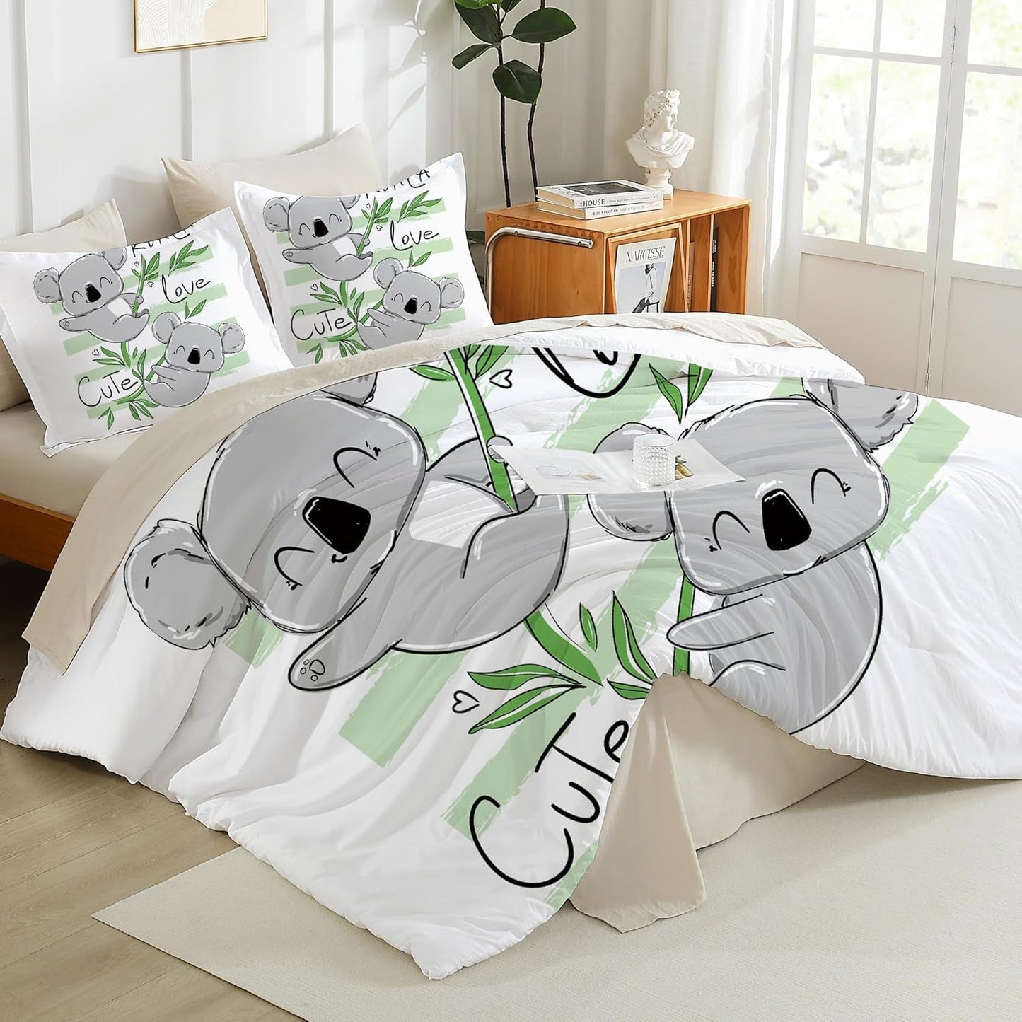 Beddengoed voor kinderen, verschillende maten en verschillende animatiefiguren Beddengoed - kinderen Naty Shop Koalas 135X200Cm+80X80Cm