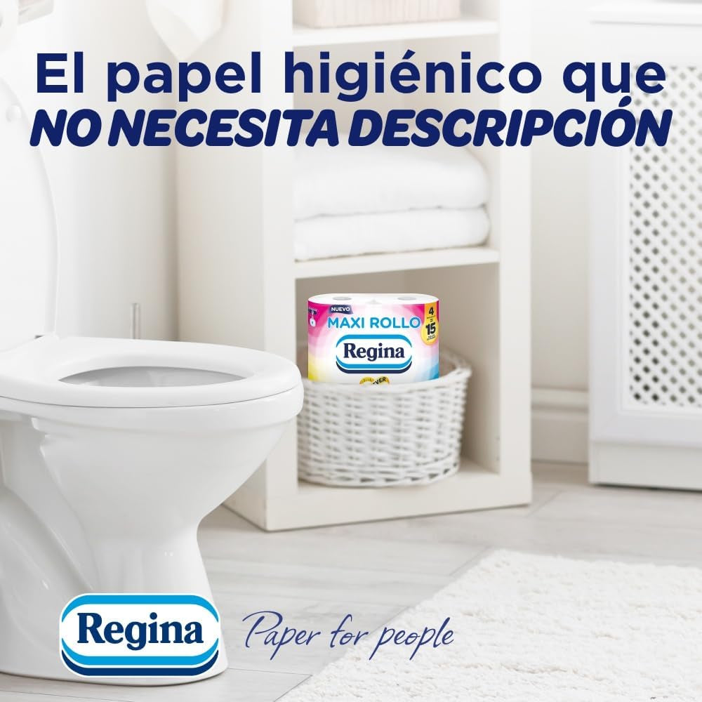 Regina Maxi-Roll - 4 rollen toiletpapier, 500 2-laags vellen per rol, ruim drie keer een standaardrol, 60% gerecyclede plastic verpakkingen, 100% Fsc-gecertificeerd papier