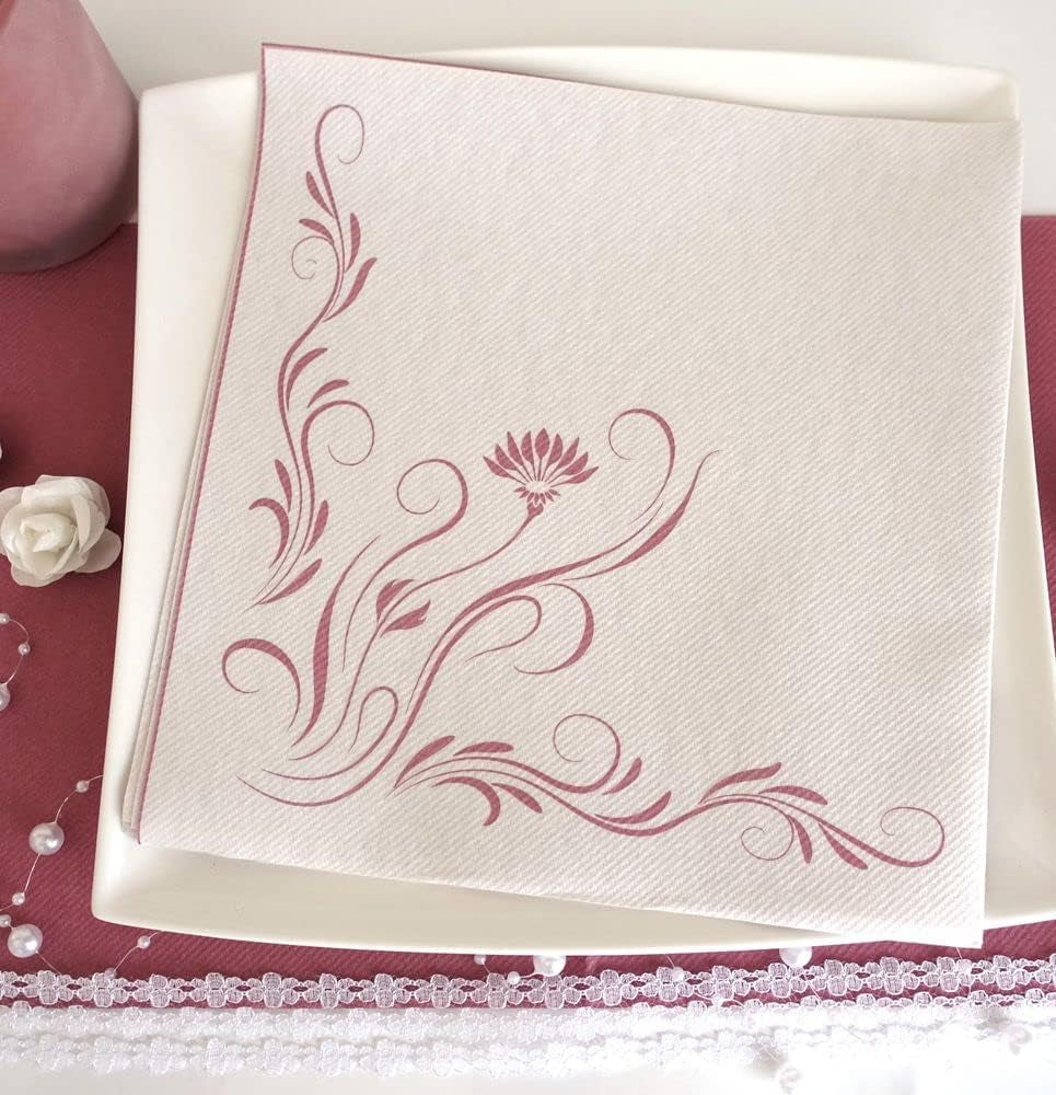 Appartina Elegantia 40X40 Cm Stofachtige Airlaid Servetten, Hoge Kwaliteit Bruiloft Servet, Stofachtige Bruiloft Servetten Wegwerp Servetten voor Verschillende Gelegenheden (Oud Roze)