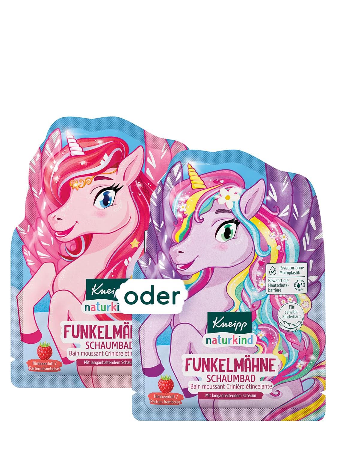Kneipp Naturkind, eenhoornbadadditief voor kinderen met frambozensmaak en voedende jojoba-olie, 40 ml Douche en bad Naty Shop