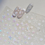 JMEOWIO 3D Nagelsticker Aurora Muschel Seestern Nail Art Sticker Selbstklebend Nagelaufkleber 5D Stereoskopisch Ozean Thema Decoratie Nageldesign Zubehör 1 Blatt