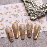 JMEOWIO Nagelsticker Blumen Glitzer 9 Blatt Nail Art Sticker Selbstklebend Nagelaufkleber Frühling Sommer Blumen Decoratie Nageldesign Zubehör