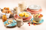 MÄSER 931495 Bel Tempo II serviesset voor 6 personen met moderne vintage look, 12-delig servies, handgeschilderd, roze, steengoed