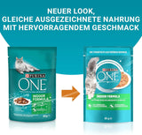PURINA ONE Indoor Formula nat kattenvoer, zachte stukjes in saus voor zelfgemaakte katten met tonijn, 26 stuks (26 x 85 g)