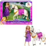 Disney Princess HMV99 - Beweegbare Rapunzel-pop en speeltoren met rondom plezier, 6 speelplekken en 15 accessoires, geïnspireerd op de Disney-film, speelgoed voor poppen van 3 jaar oud Naty Shop-poppen Rapunzel het paard