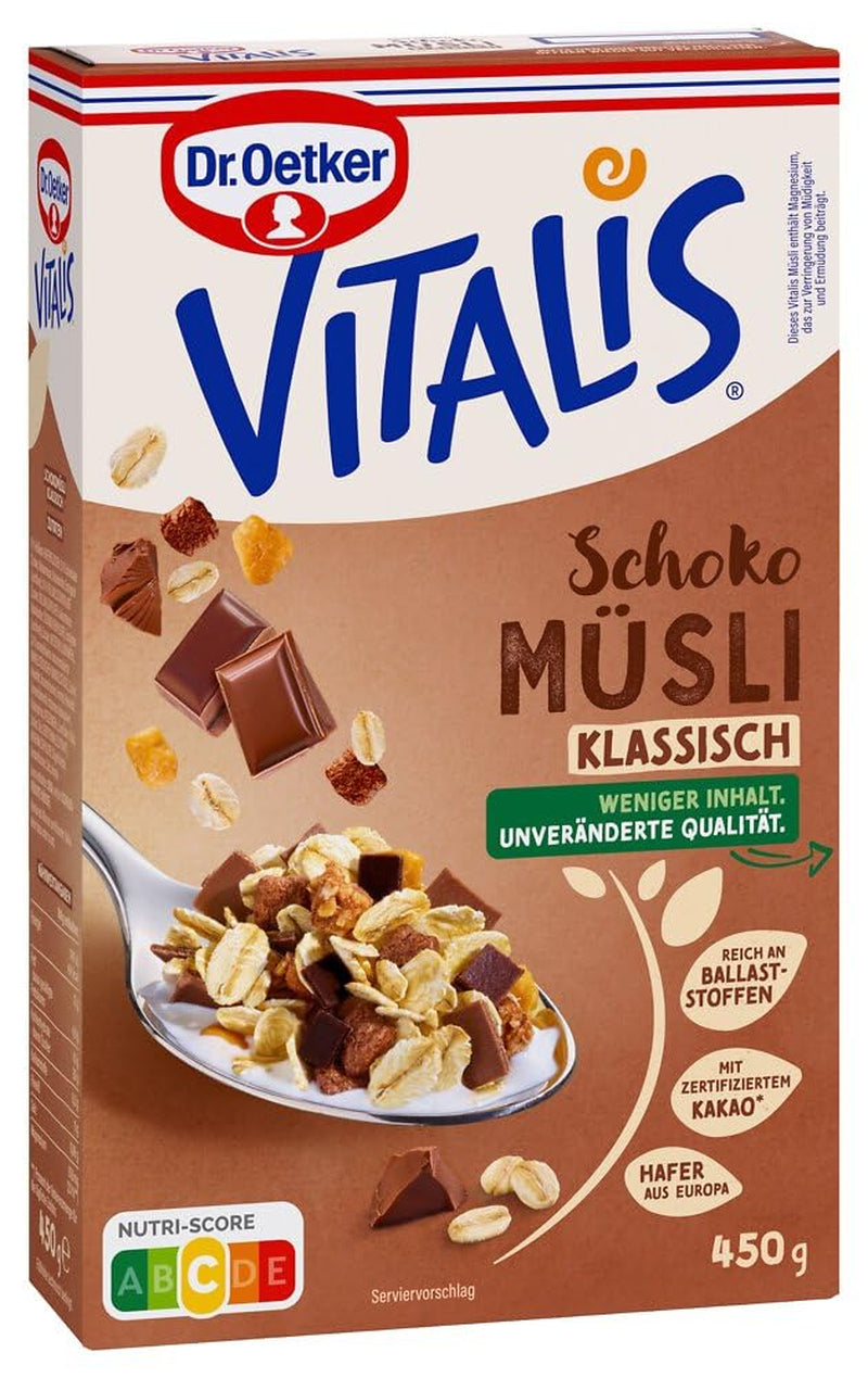 Dr. Oetker Vitalis Chocolade Muesli Classic: Ontbijtmuesli met melk- en pure chocolade, verpakking van 7 (7 x 600 g)