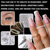 12 Größen Nail Art Perlen, Flache Perlen, Nail Art Accessoires, Halbkreis Nagelperlen, Weiße Nail Charms en Glitzersteine ​​​​Nägel voor Nail Art Design, DIY Basteln, Alltag, Hochzeit (2 dozen)