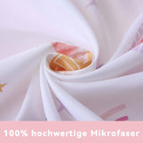 Fekohipy Bettwäsche 135X200 Mädchen Einhorn Kinderbettwäsche Rosa 3D-Druck Mikrofaser Regenbogen Kinder Bettbezug Mit Zwißwerfer en 1 Kissenbezug 80X80Cm 2-Teilige Kinderbettwäsche-Set Naty Shop