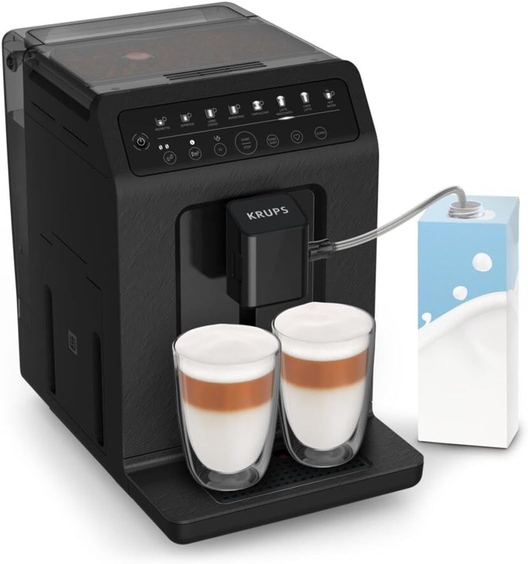 Krups EA897B Evidence ECOdesign automatische espressomachine, automatische espresso- en cappuccinofunctie, Quattro Force technologie, one-touch melkbekers, 8 presets, melksysteem, 1450W