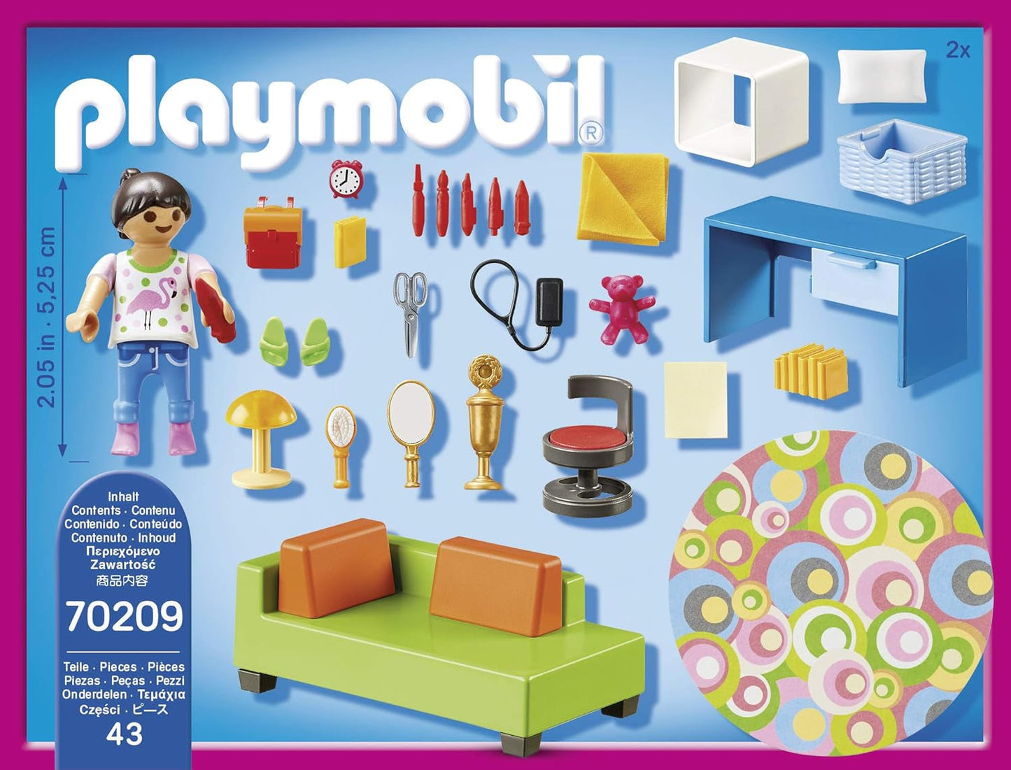 PLAYMOBIL poppenhuis 70209 Jeugdkamer met meisjesfiguur en accessoires, vanaf 4 jaar Poppenhuizen Naty Shop