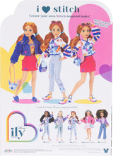 Disney ILY 4EVER Stitch-modepoppen met rood haar, 29 cm lang, met 13 scharnierpunten, twee complete mix-en-match-outfits en een sprankelende Mickey-ring voor jou!