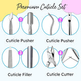 ARMIZ 4-delige nagelriemschuiver en tangenset, professionele nagelriemverwijderaarset, roestvrijstalen multifunctionele manicure-pedicuretang
