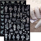 6 Blatt Schmetterling Nagelsticker Selbstklebend Laser Zilver Schmetterlings Nagelaufkleber 3D Aurora Silber Schwarz Schmetterlinge Nagelstickers Frühling Nageldesign Nagelsticker Nail Art Zubehör