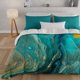 PETTI Artigiani Italiani - Winterquilt, Winterquilt, Eenvoudige quilt, Dubbelzijdig, Monocolor en digitaal printen, 100% anti-allergische microvezel, Made in Italy Quilts en quilts Naty Shop Groen marmer 160 X 190 Cm