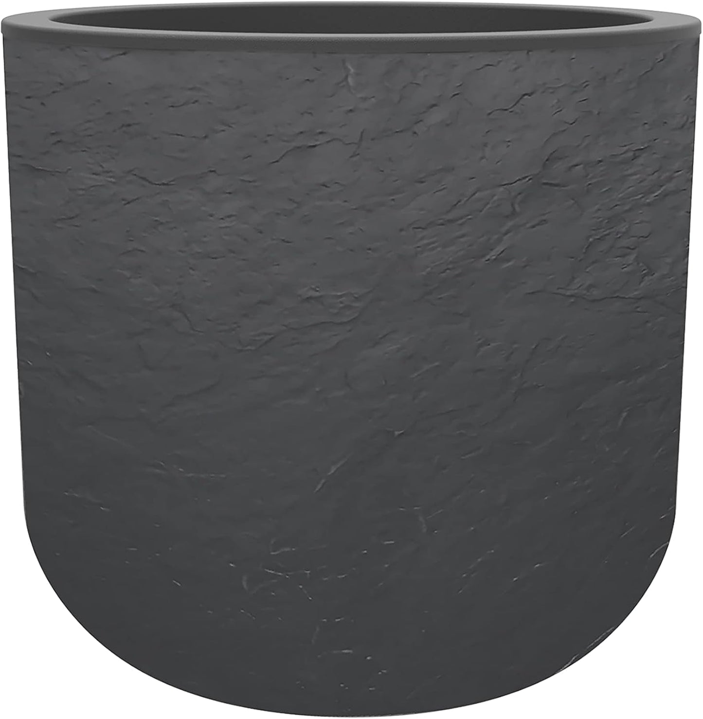 - Ronde pot, 40 cm, Volcania'Up 32,5 l, steenlook, enkelwandig, watertankoppervlak, Ø 38,5 x H. 36,8 cm, antracietgrijs