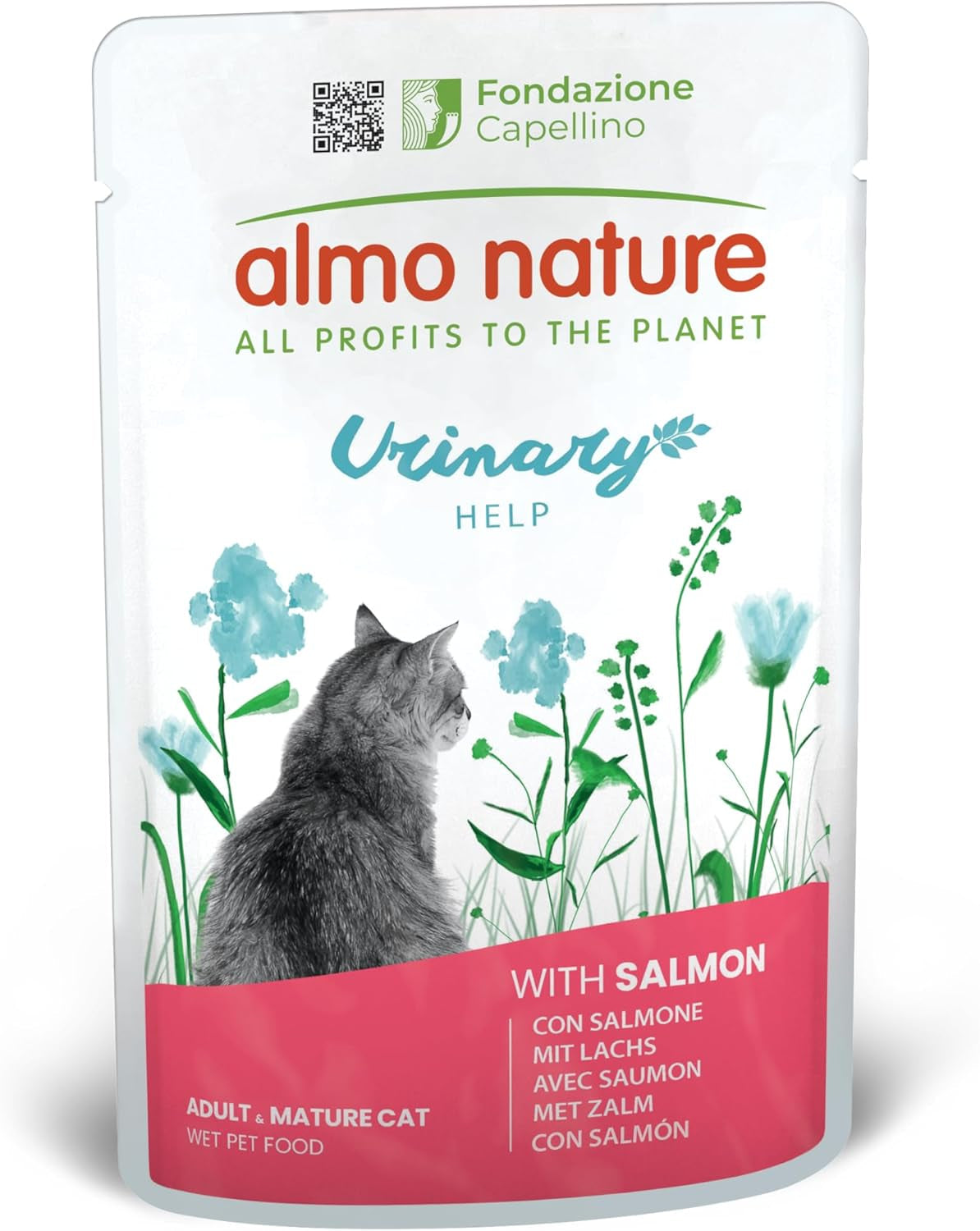 almo nature Functional Urinary Help - Natvoer voor volwassen katten met zalm - Ondersteunt de gezondheid van de urinewegen - 30 zakjes à 70 g