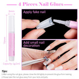 500 stuks Franse kunstnageltips Acryl valse nageltips Set Nagelverlengingen Nageltips Valse nagelaccessoires met 4 stuks nageldesignlijm Gelnagels Natuurlijk