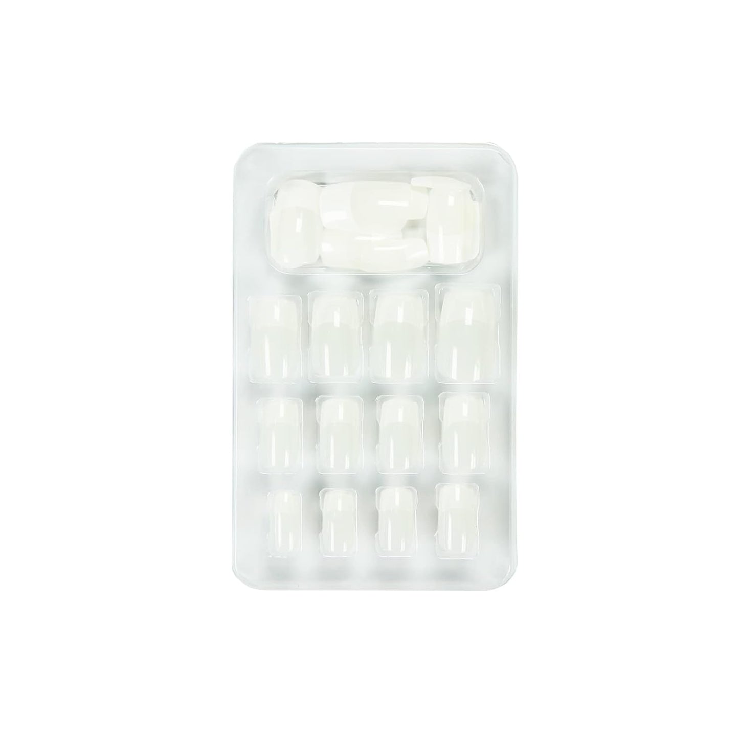 Glam'Up Paris – Kunstnagels – Volledige dekking – Gemakkelijk te gebruiken – 24 kunstnagels per doos + dubbele plakband – XL vierkante vorm – nr. 3 – French manicure, wit