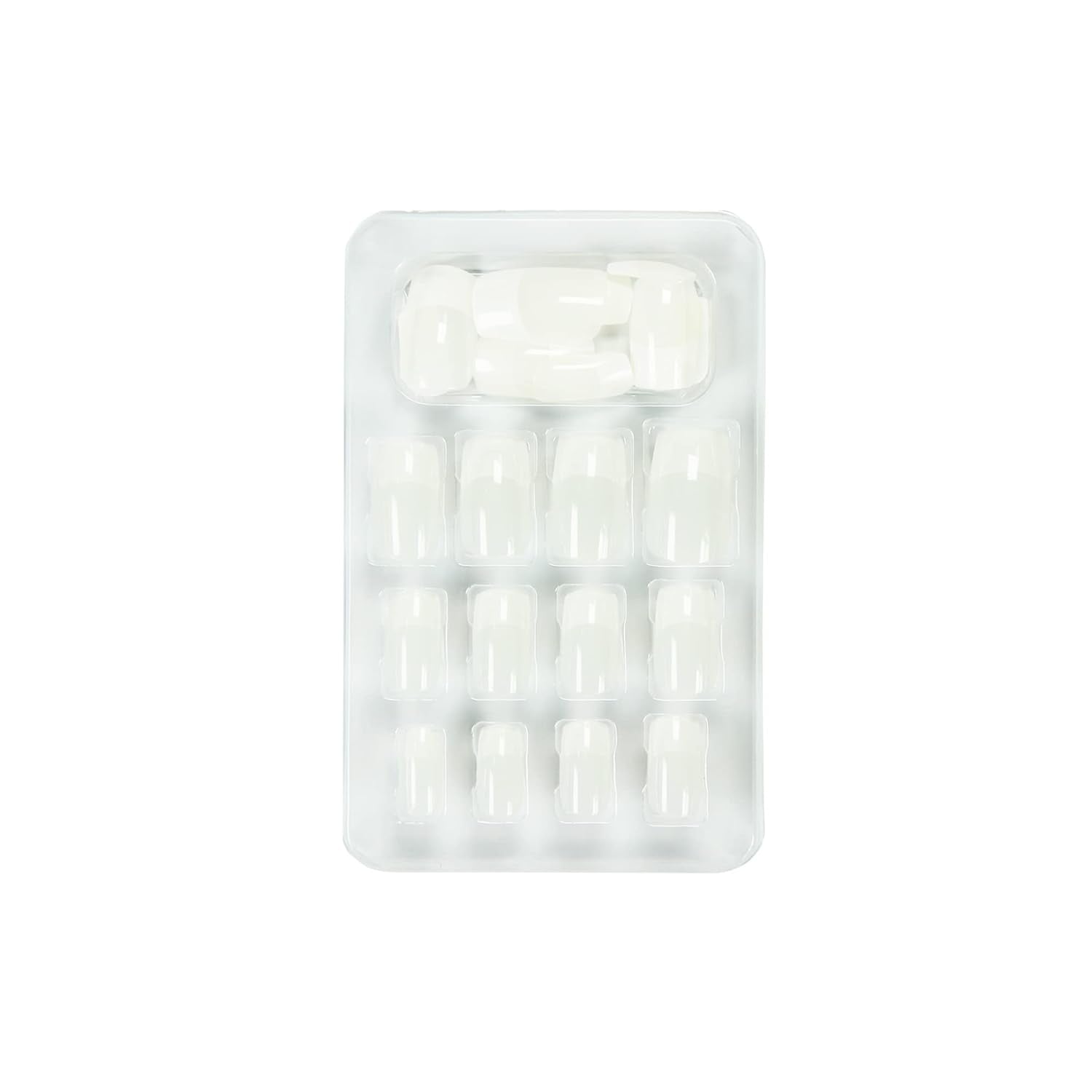 Glam'Up Paris – Kunstnagels – Volledige dekking – Gemakkelijk te gebruiken – 24 kunstnagels per doos + dubbele plakband – XL vierkante vorm – nr. 3 – French manicure, wit