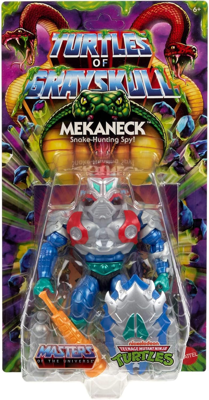 Masters of the Universe Origins Turtles of Grayskull Mekaneck Reptile Wars beweegbaar actiefiguur, Teenage Mutant Ninja en MOTU Crossover heldenspeelgoed, JBN00, [veelkleurig] actiefiguren Naty Shop