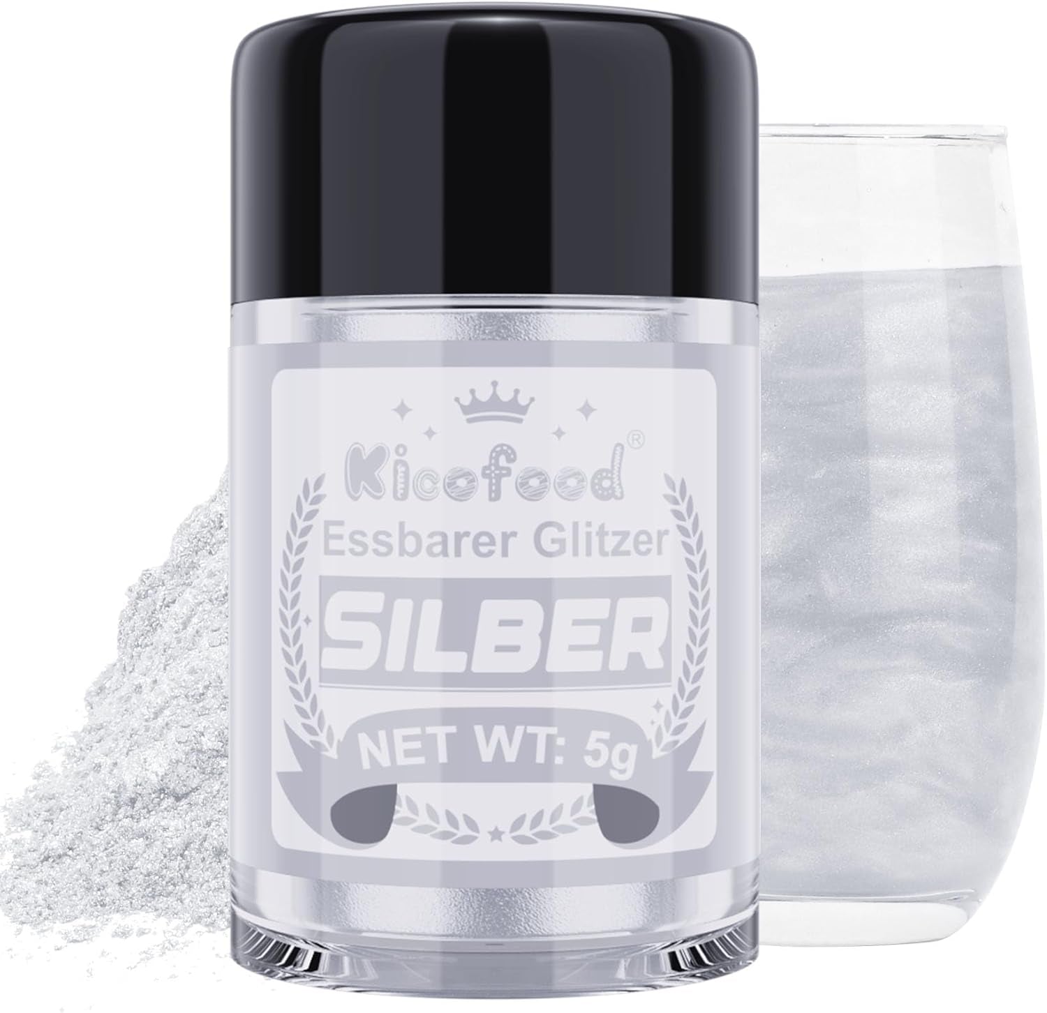 Kicofood, eetbare glitters, 5 gram, diverse kleuren Glitter Naty Shop Silver