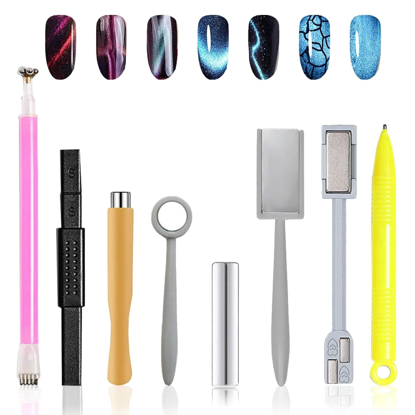14 Stück Nail Art Werkzeug Magnetstift DIY Magic 3D Magnet Stick Set Verwendung Mit Cat Eye Gel Pulver Oder Nagelack - Magnetic Stift Katze Eye Pen voor ideale Katzenaugen Magische Effekt