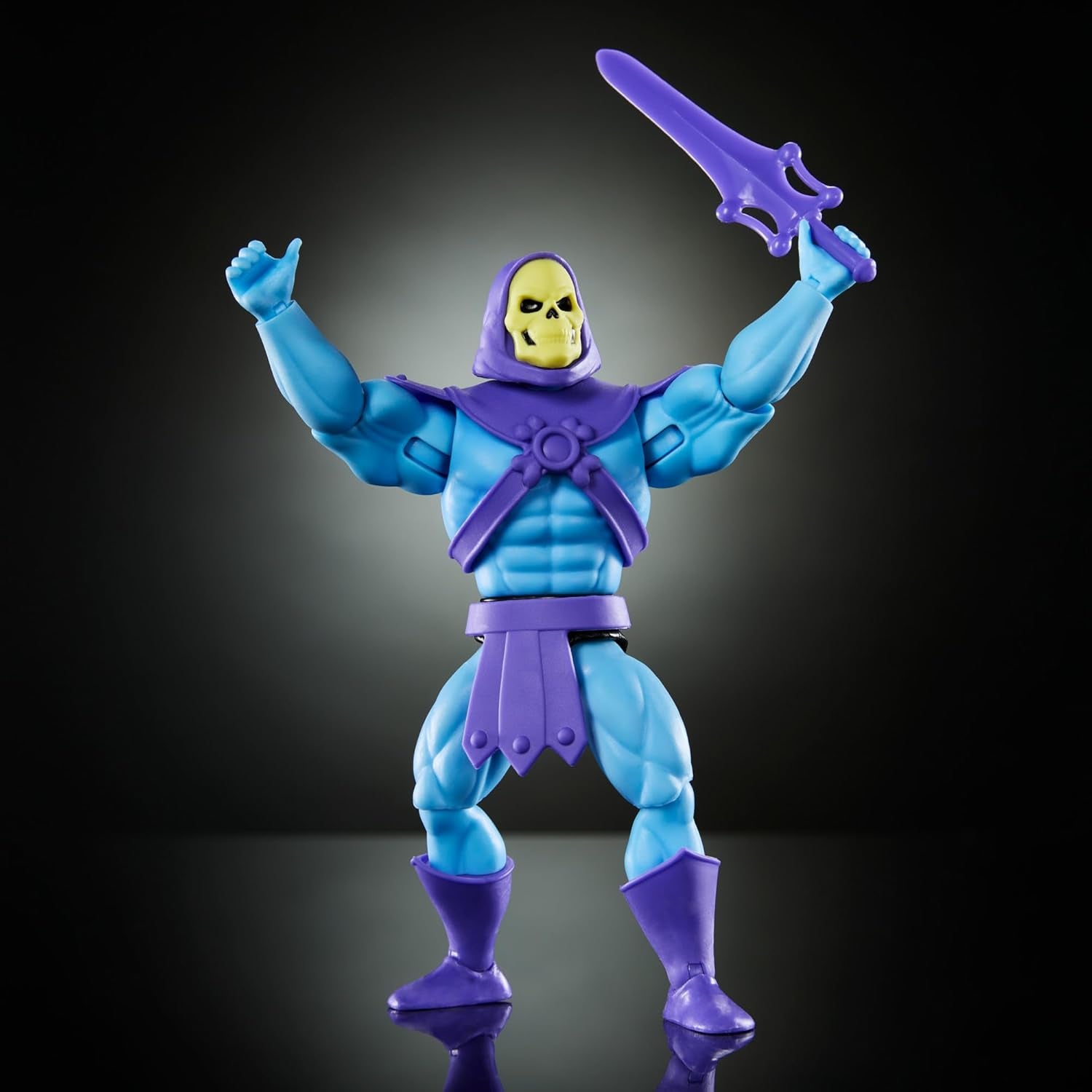 Masters of the Universe Origins speelgoed, skeletfiguur uit de tekenfilmcollectie, staande slechterik ca. 14 cm met pantser, staf, zwaard en 2 maskers, HYD24 Actiefiguren Naty Shop